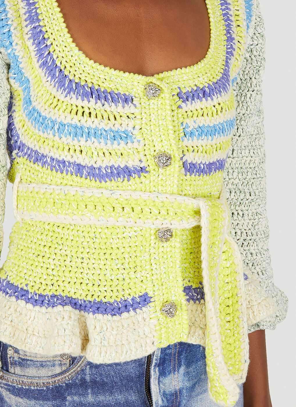 Crochet Cardigan in Green GANNI