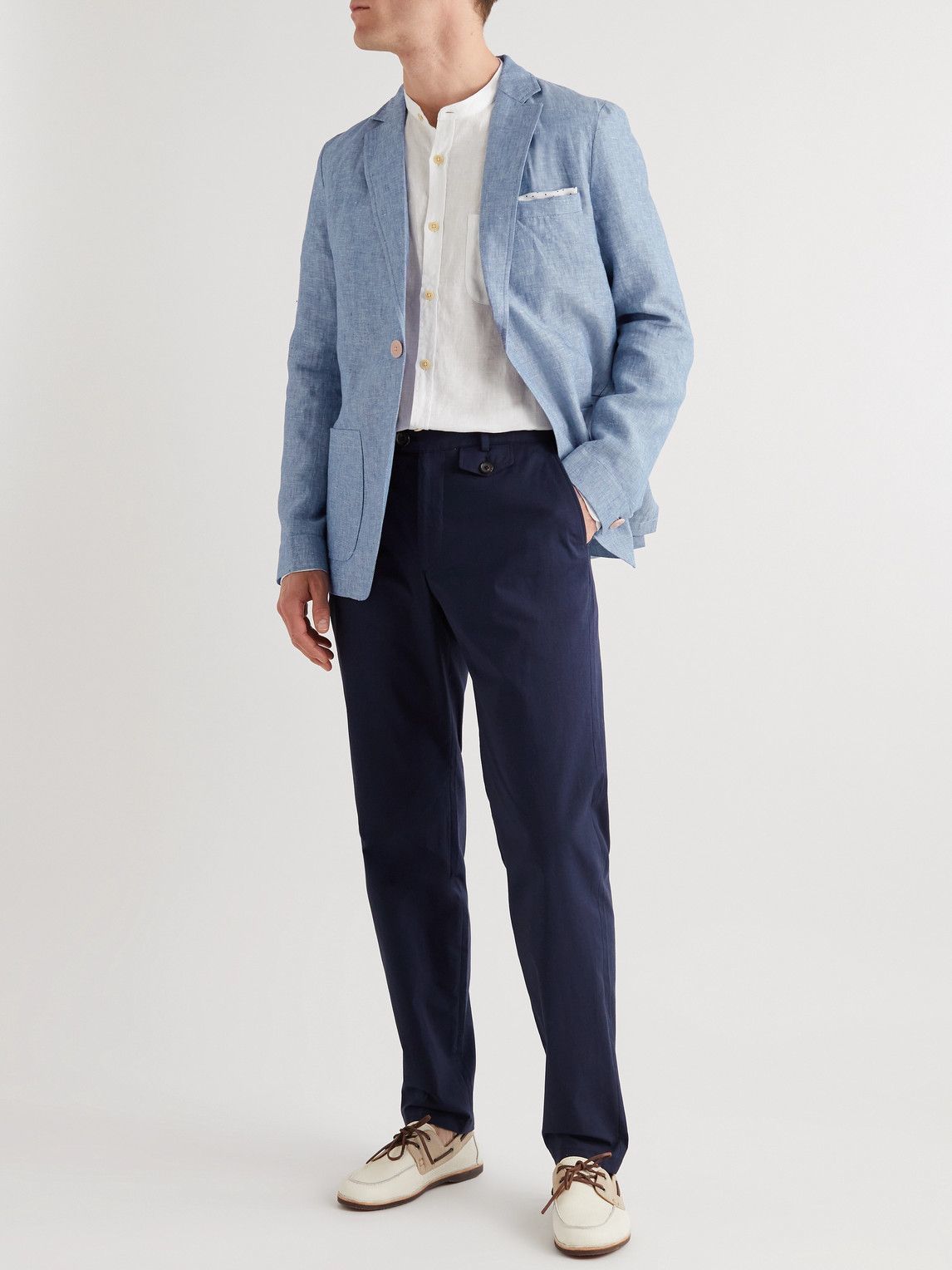 Oliver Spencer - Fairway Slim-Fit Unstructured Linen Suit Jacket - Blue