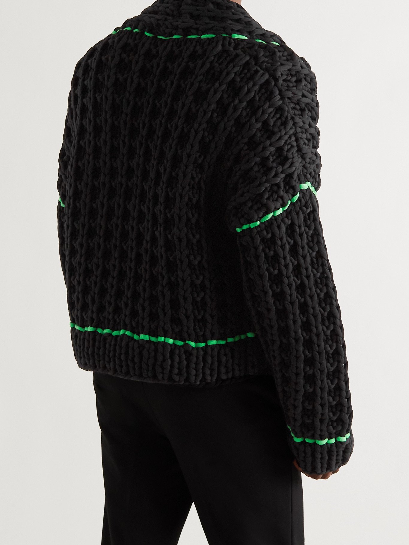 BOTTEGA VENETA - Contrast-Detailed Waffle-Knit Sweater - Black - M 