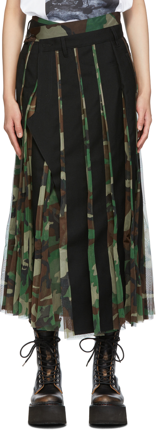 camo pleated skirt