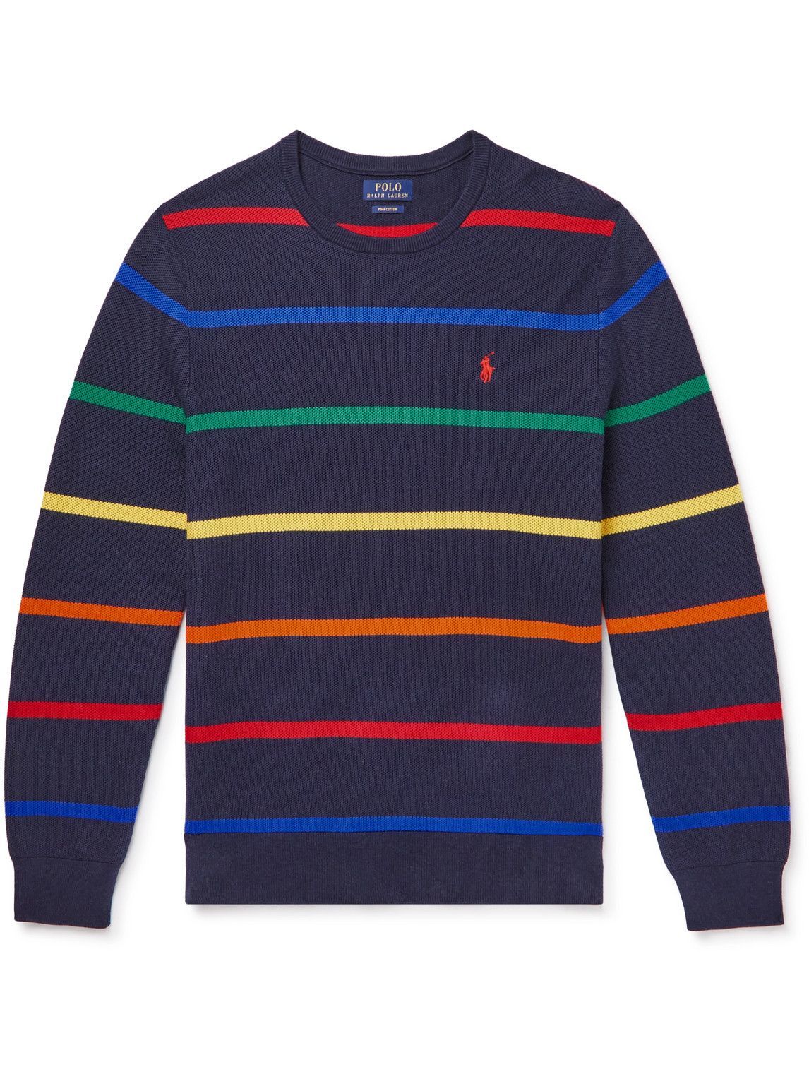 Polo Ralph Lauren - Logo-Embroidered Striped Pima Cotton-Piqué Sweater - Multi