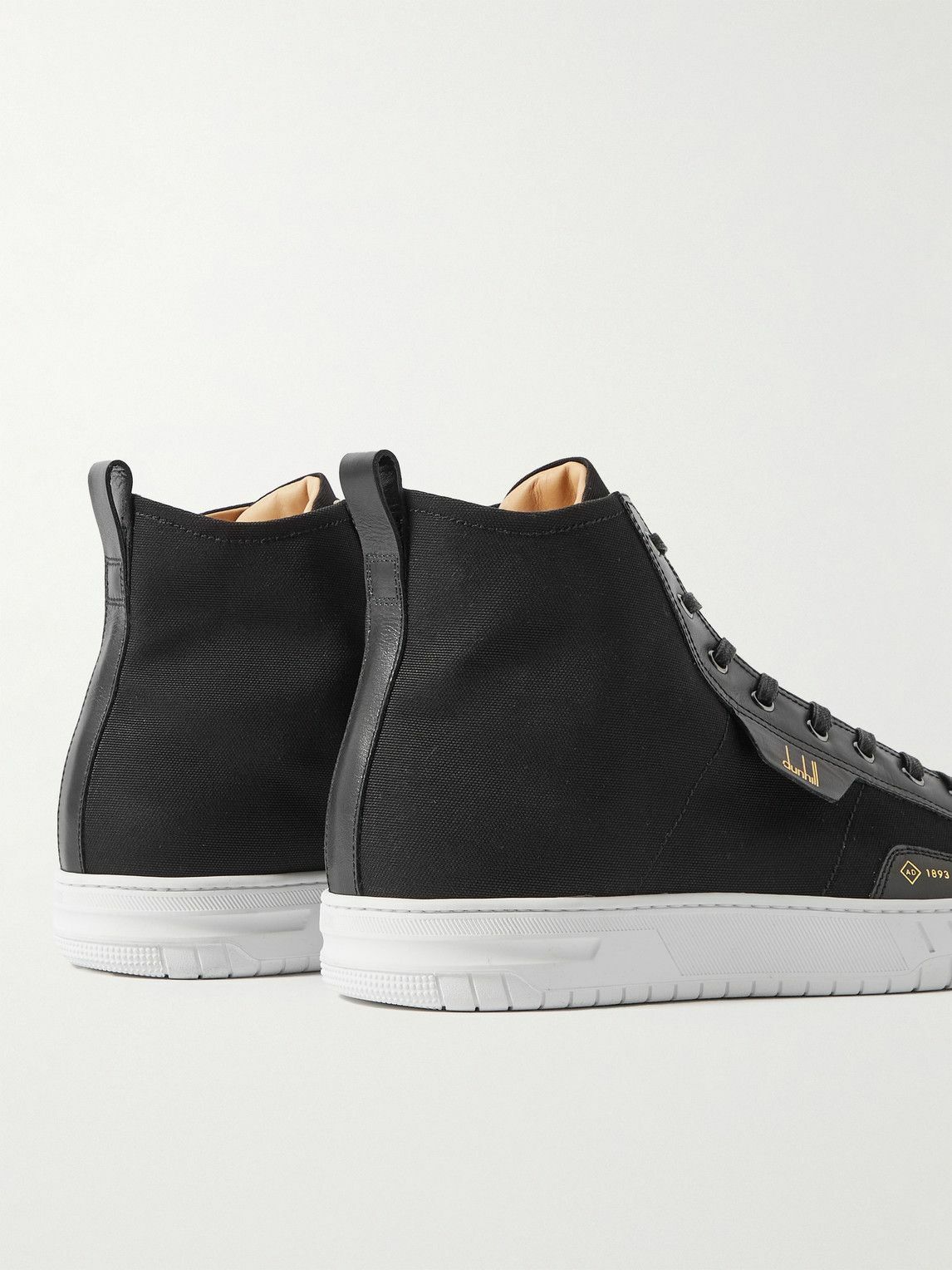 Dunhill Court Leather and SuedeTrimmed Canvas HighTop Sneakers