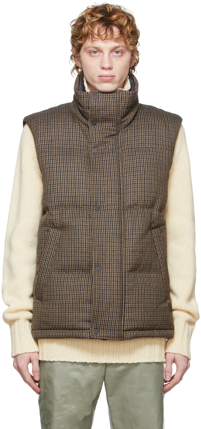 Dunhill Brown Down Check Vest Dunhill