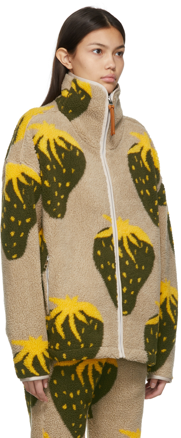 JW Anderson Beige Fleece Strawberry Zip 