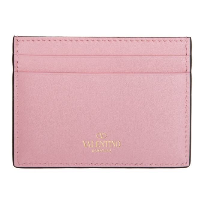 Valentino Pink Valentino Garavani Rockstud Card Holder Valentino Garavani