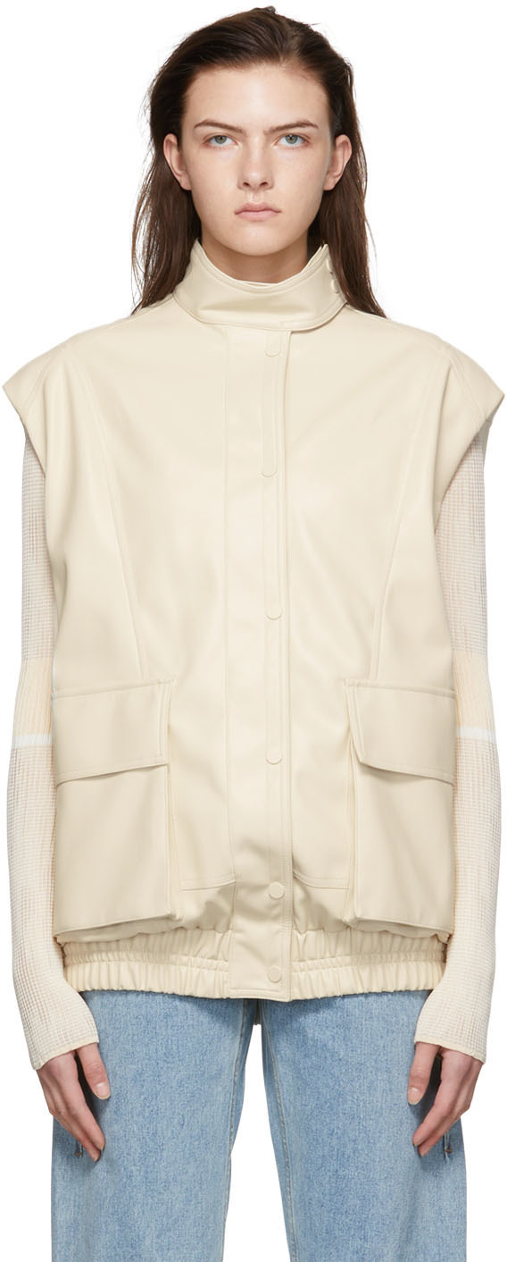 LOW CLASSIC Off-White Faux-Leather Vest Low Classic