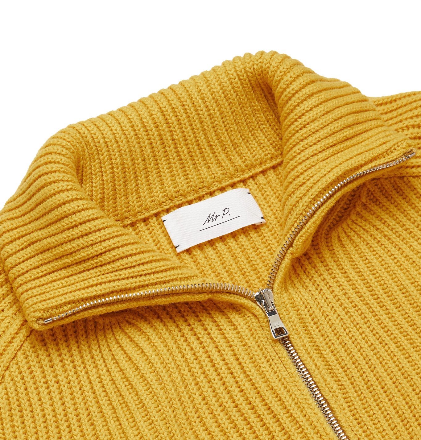 Ribbed Merino Wool Half-Zip Sweater 
