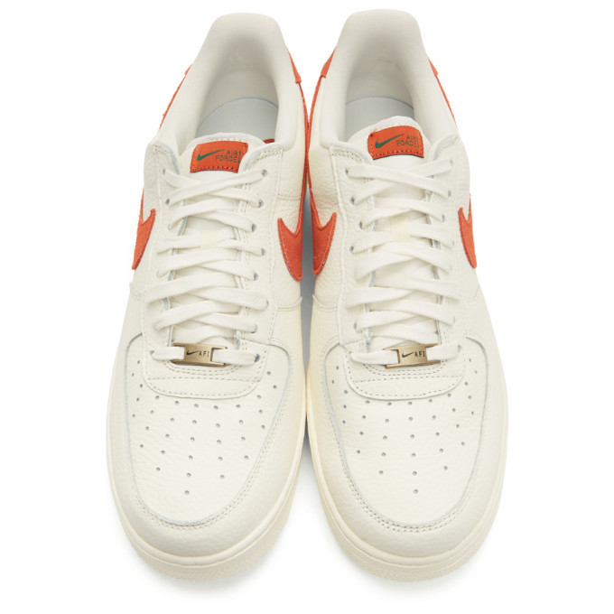 nike white & orange air force 1 '07 craft sneakers