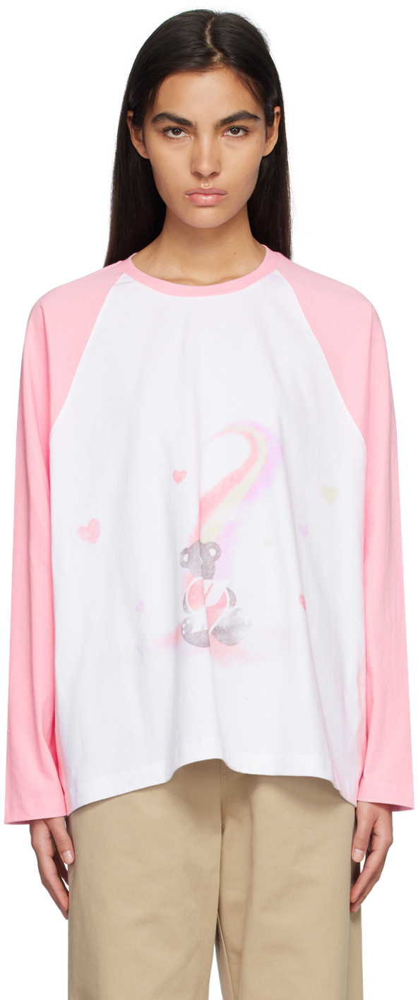 We11done White And Pink Teddy Bear Long Sleeve T Shirt We11done 