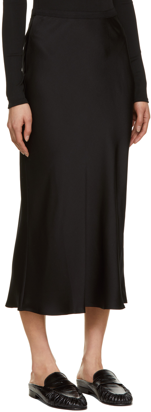 ANINE BING Black Silk Bar Skirt