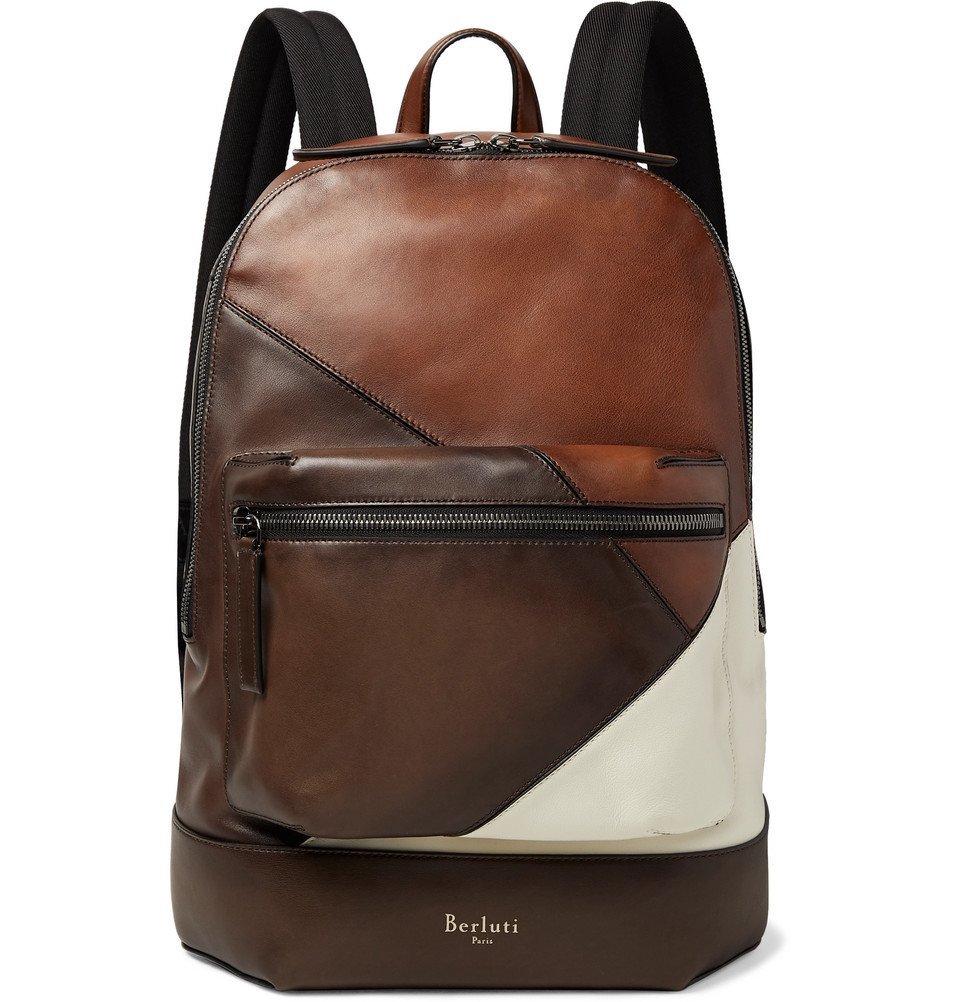 patchwork leather backpack