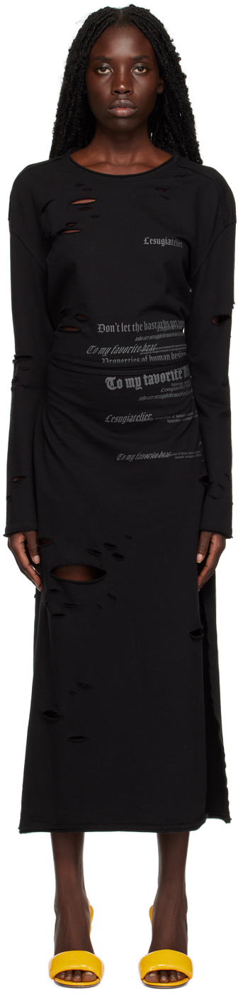 Photo: lesugiatelier Black Lettering Midi Dress