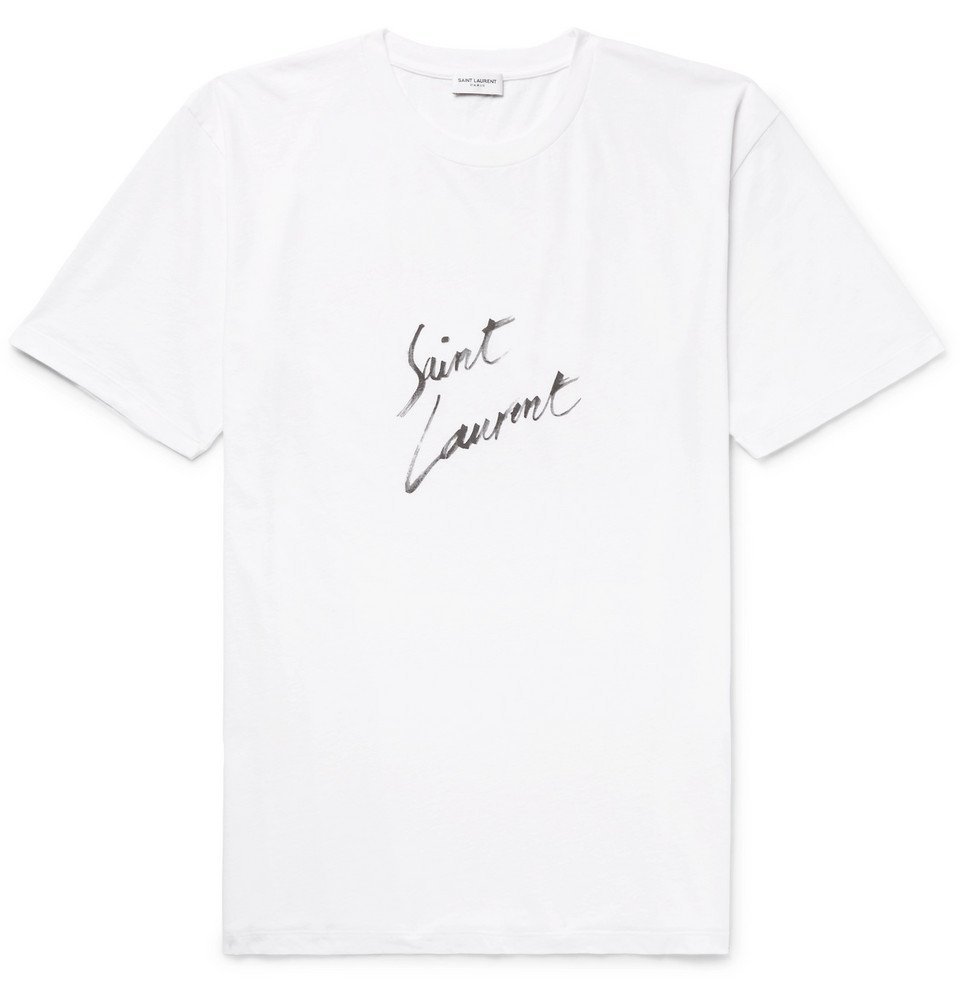 telegram Outcome Get angry Saint Laurent - Logo-Print Cotton-Jersey T-Shirt - Men - White Saint Laurent