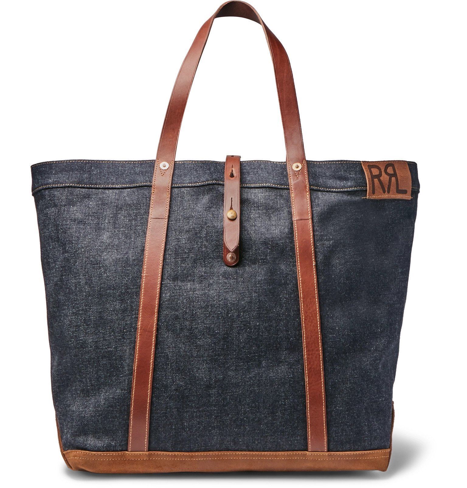 RRL - Howard Leather-Trimmed Denim Tote Bag - Blue RRL