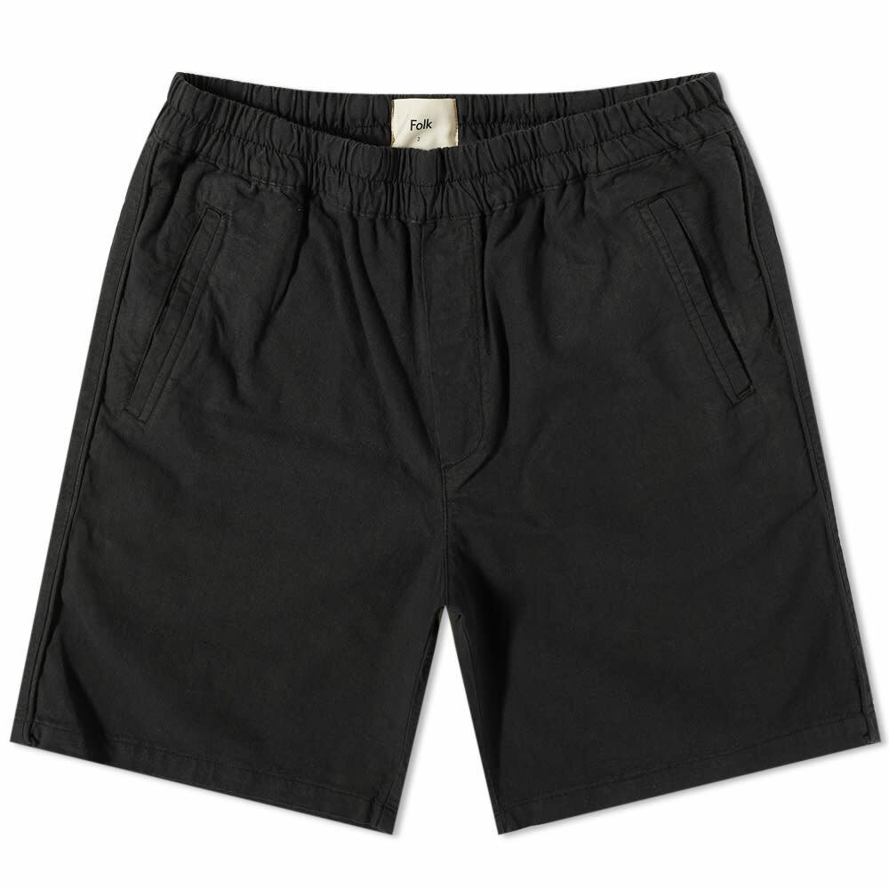 Folk Men's Cotton Linen Short in Soft Black Folk