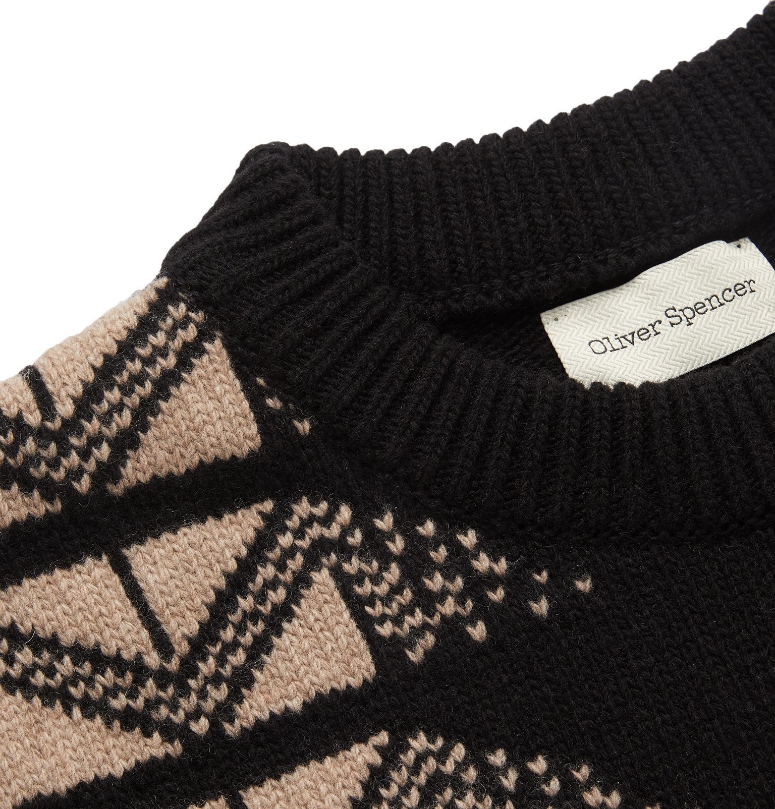 Oliver Spencer - Wool-Jacquard Sweater - Black
