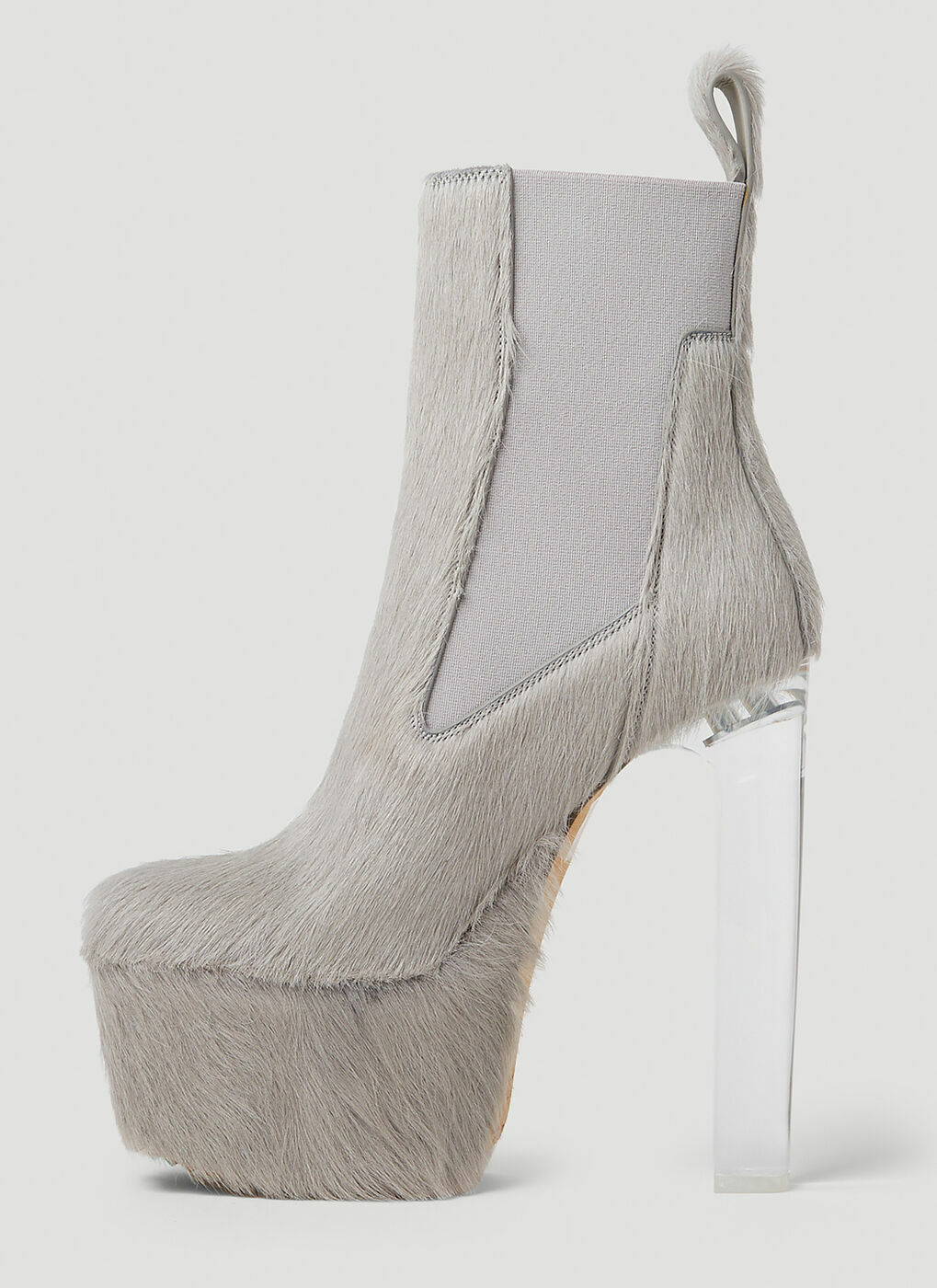 Hairy Platform Heel Boots in Grey