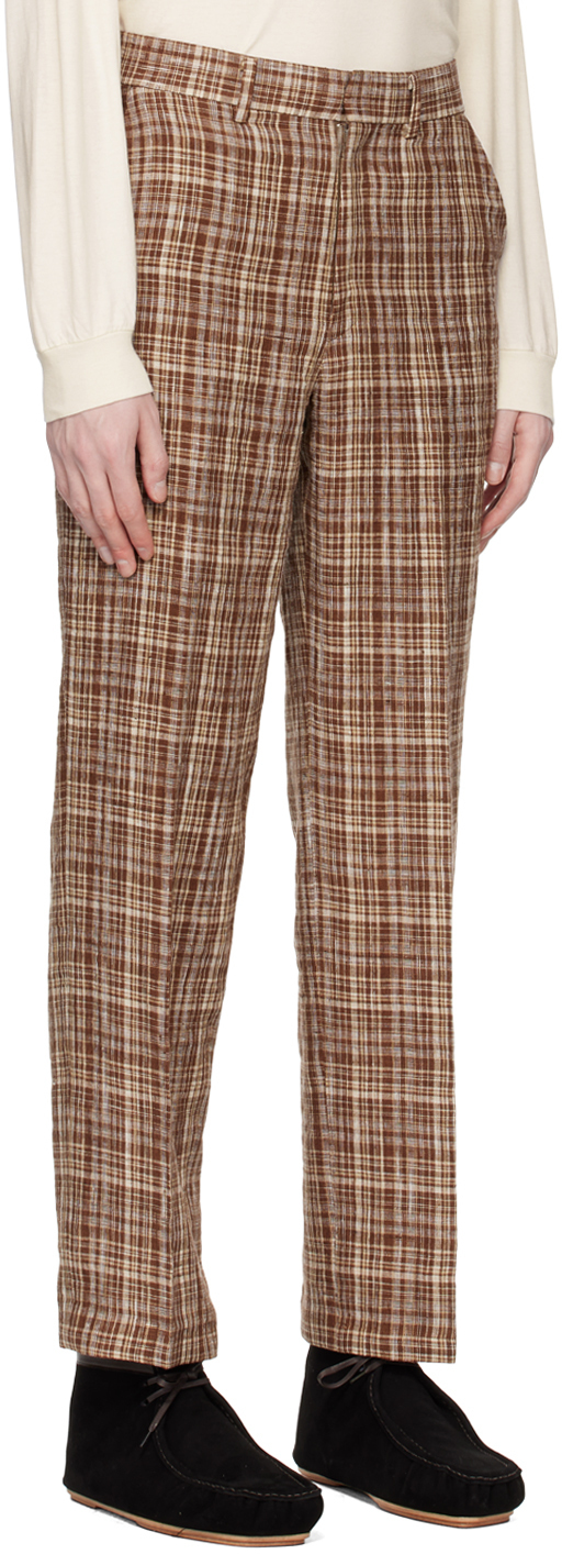 AURALEE Brown Check Trousers Auralee