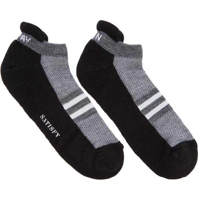 Satisfy Black and Grey Patchwork Low Socks Satisfy