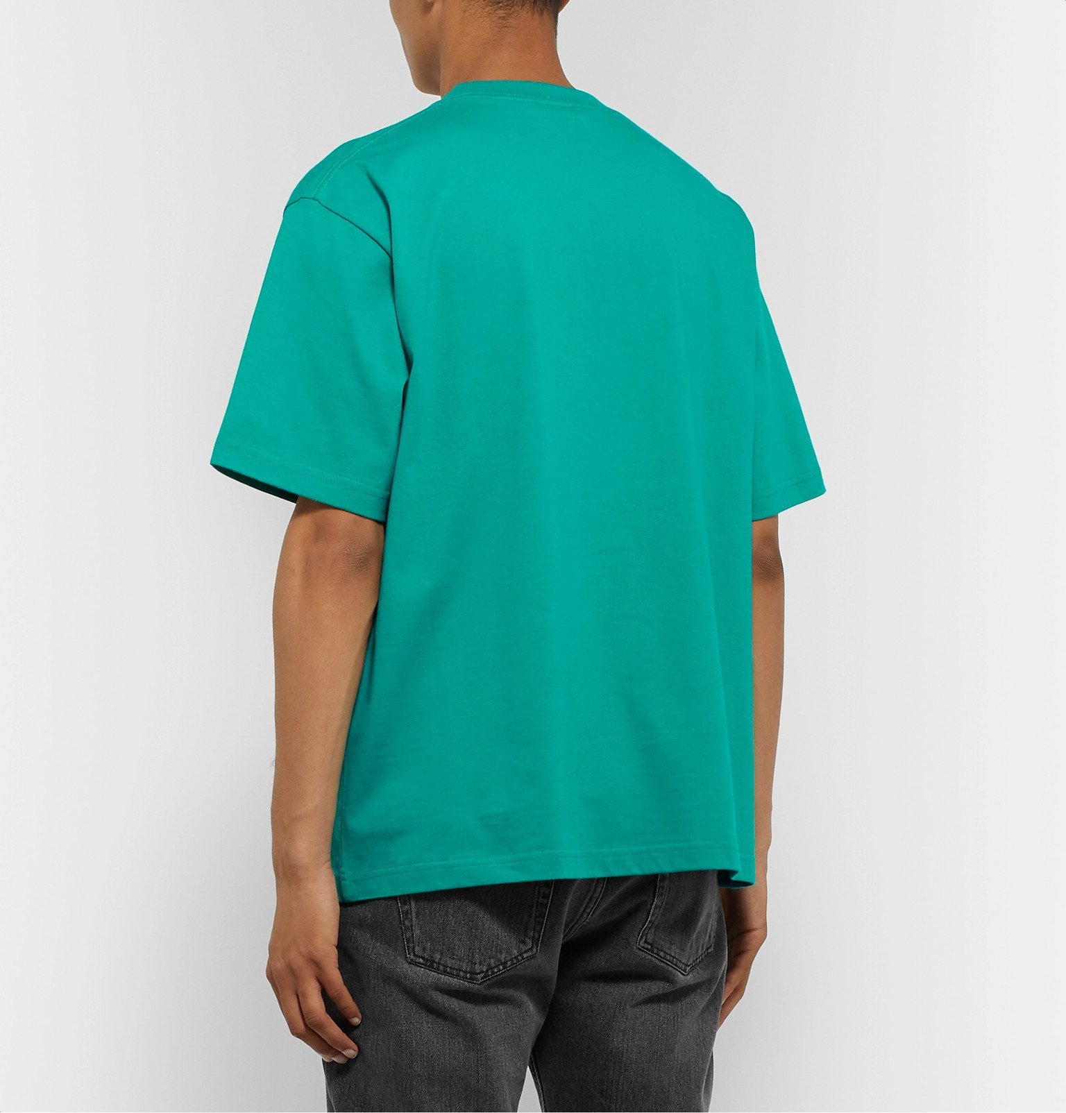 Balenciaga Oversized Embroidered CottonJersey TShirt Green Balenciaga