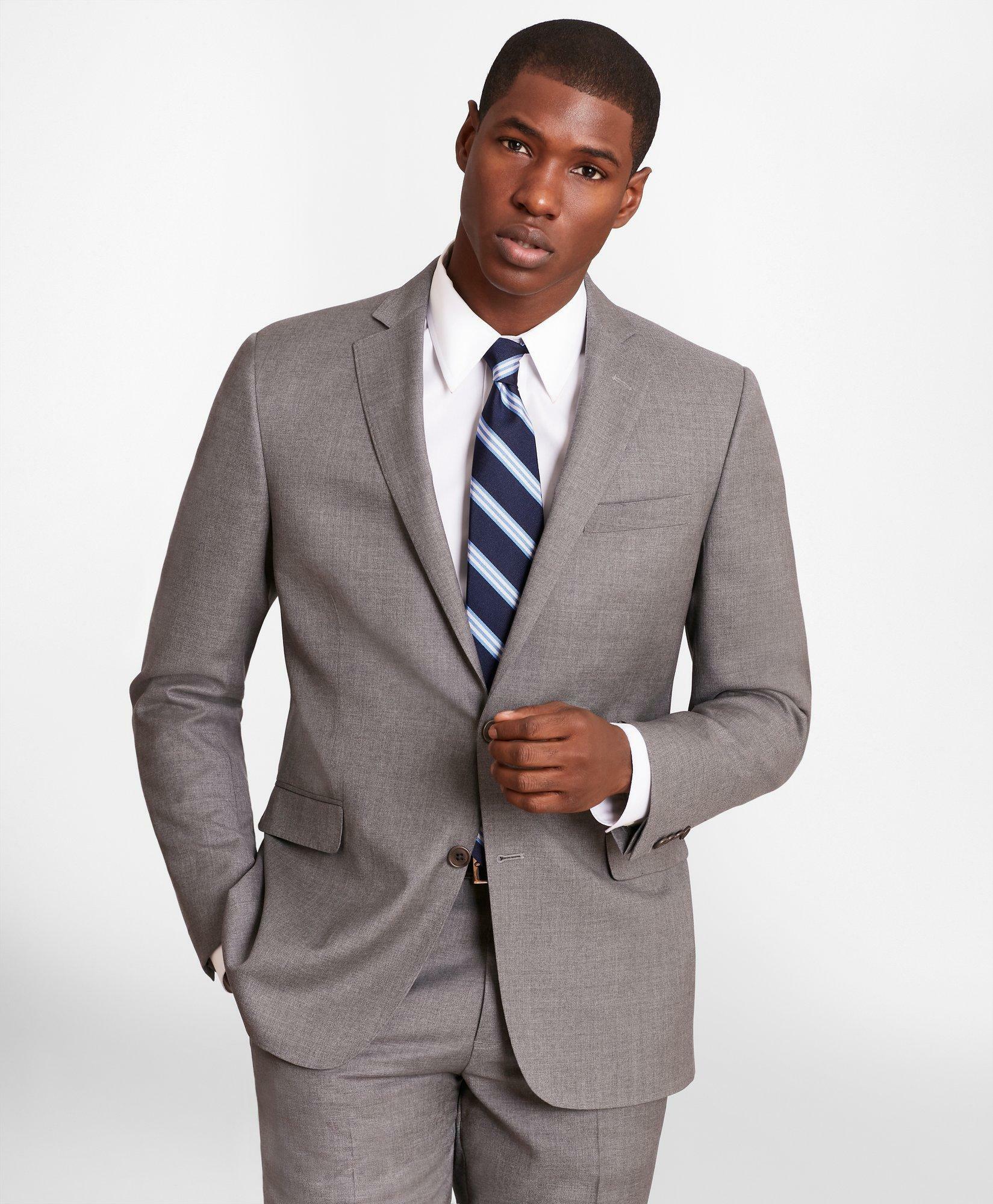 Brooks Brothers Men's Regent-Fit Wool Twill Suit Jacket | Grey