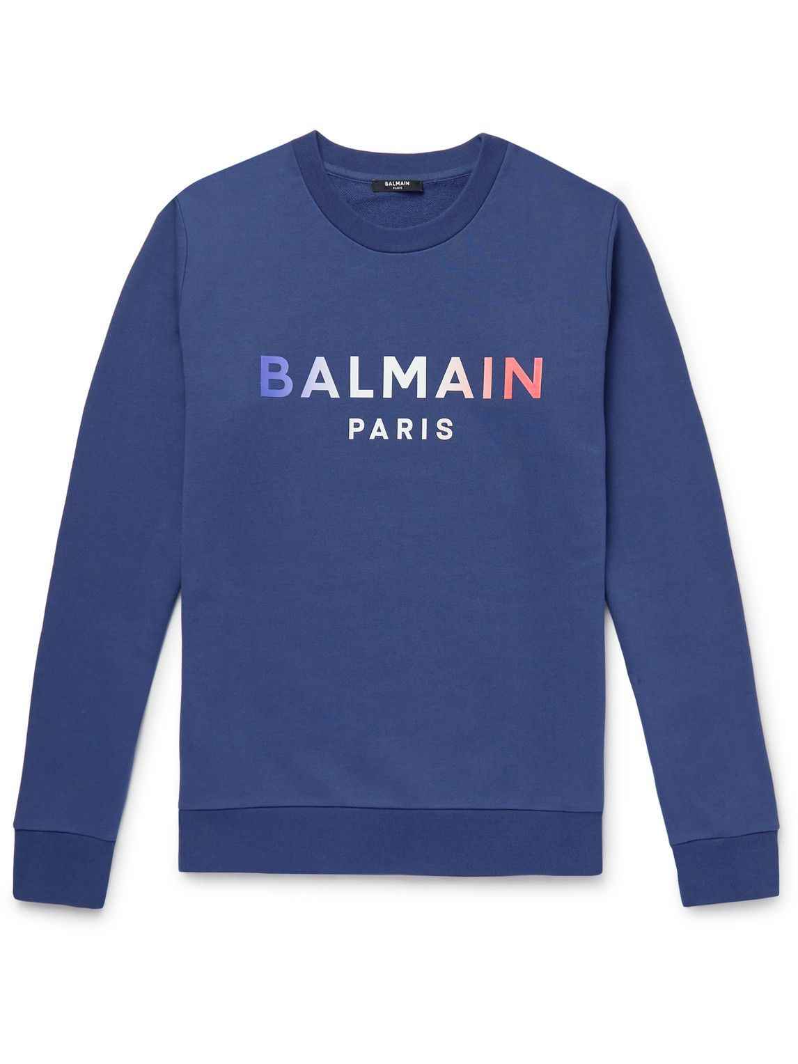 Balmain - Logo-Print Cotton-Jersey Sweatshirt - Blue Balmain