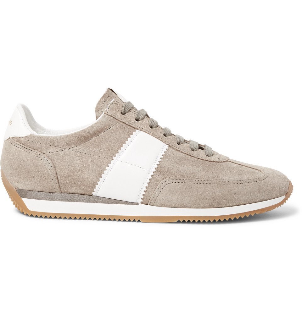 TOM FORD - Orford Leather-Trimmed Suede Sneakers - Men - Beige TOM FORD