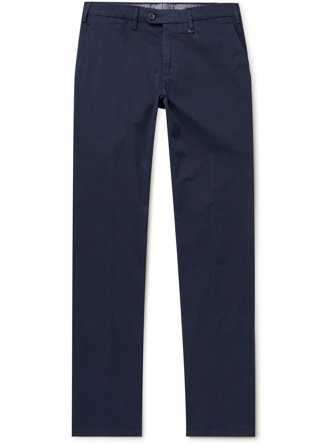 Canali - Straight-Leg Garment-Dyed Stretch-Cotton Twill Trousers - Blue ...