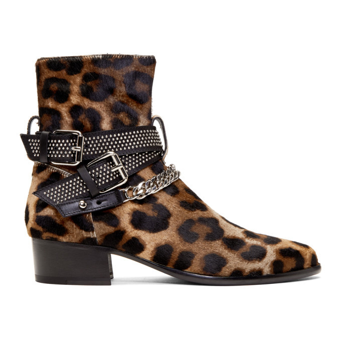 leopard buckle boots
