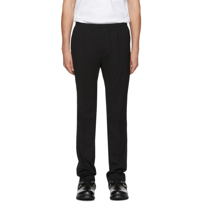 black stretch waist trousers