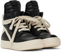 Rick Owens Baby Black & Off-White Geobasket Sneakers