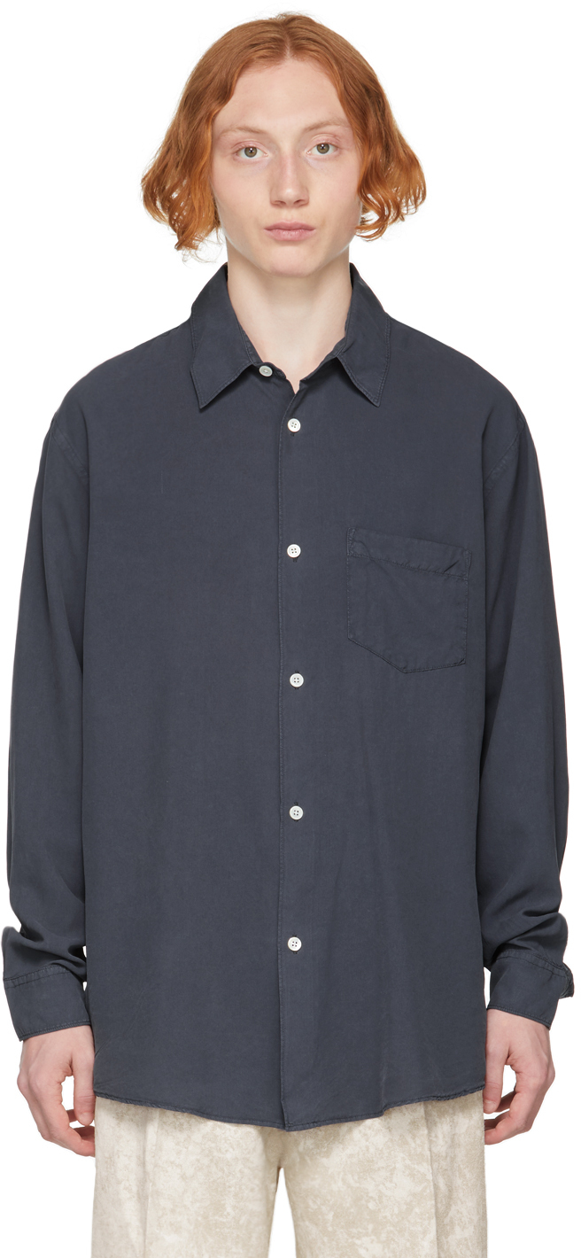 Our Legacy Blue Silk Classic Shirt Our Legacy