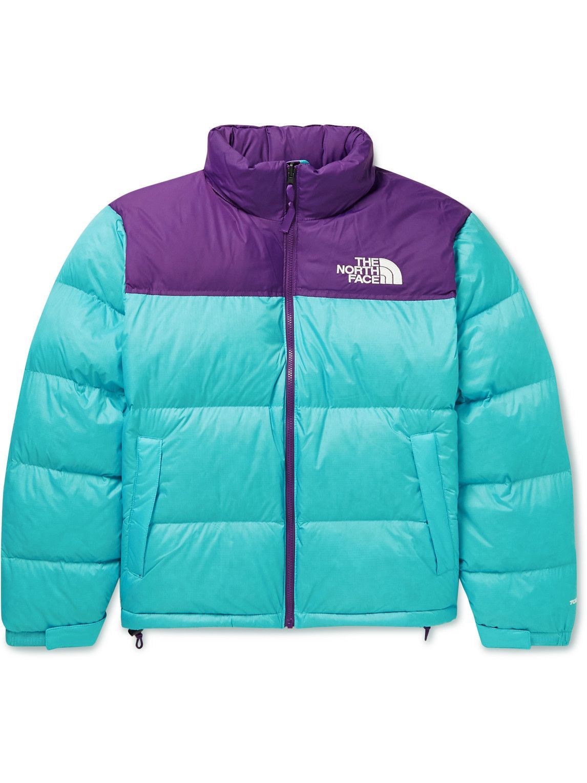 Photo: The North Face - 1996 Retro Nuptse Quilted Two-Tone Ripstop and Shell Down Jacket - Blue