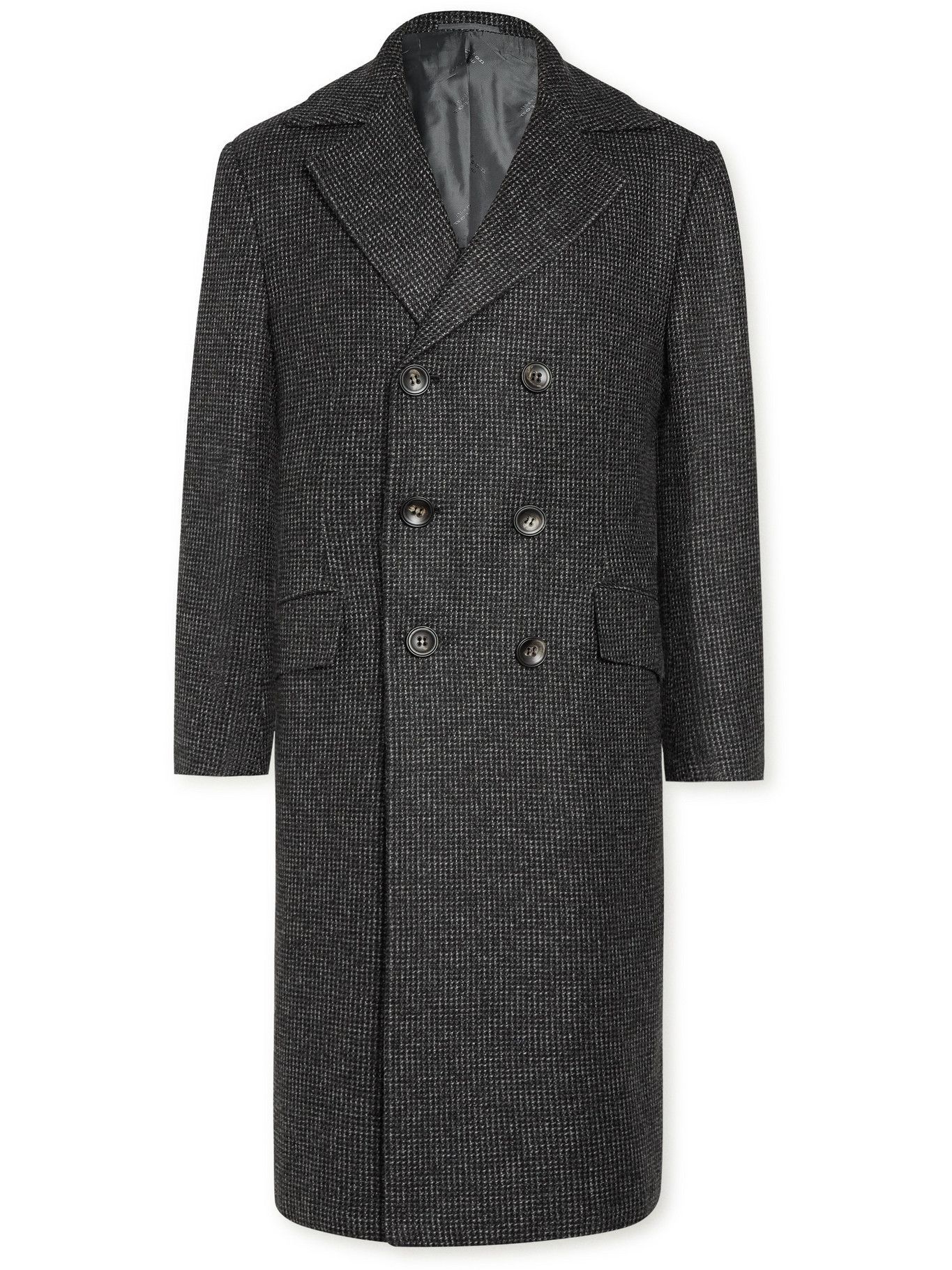 Kiton - Double-Breasted Cashmere-Tweed Coat - Gray Kiton