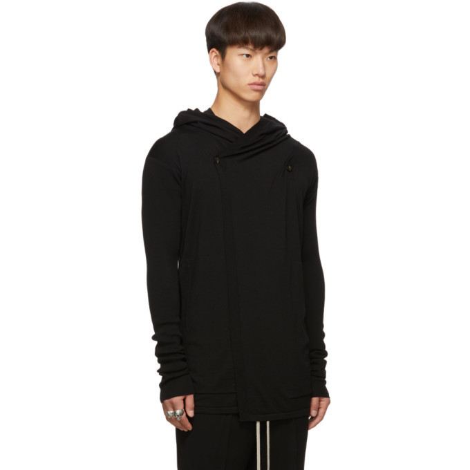 Rick Owens Black Hooded Cardigan Rick Owens