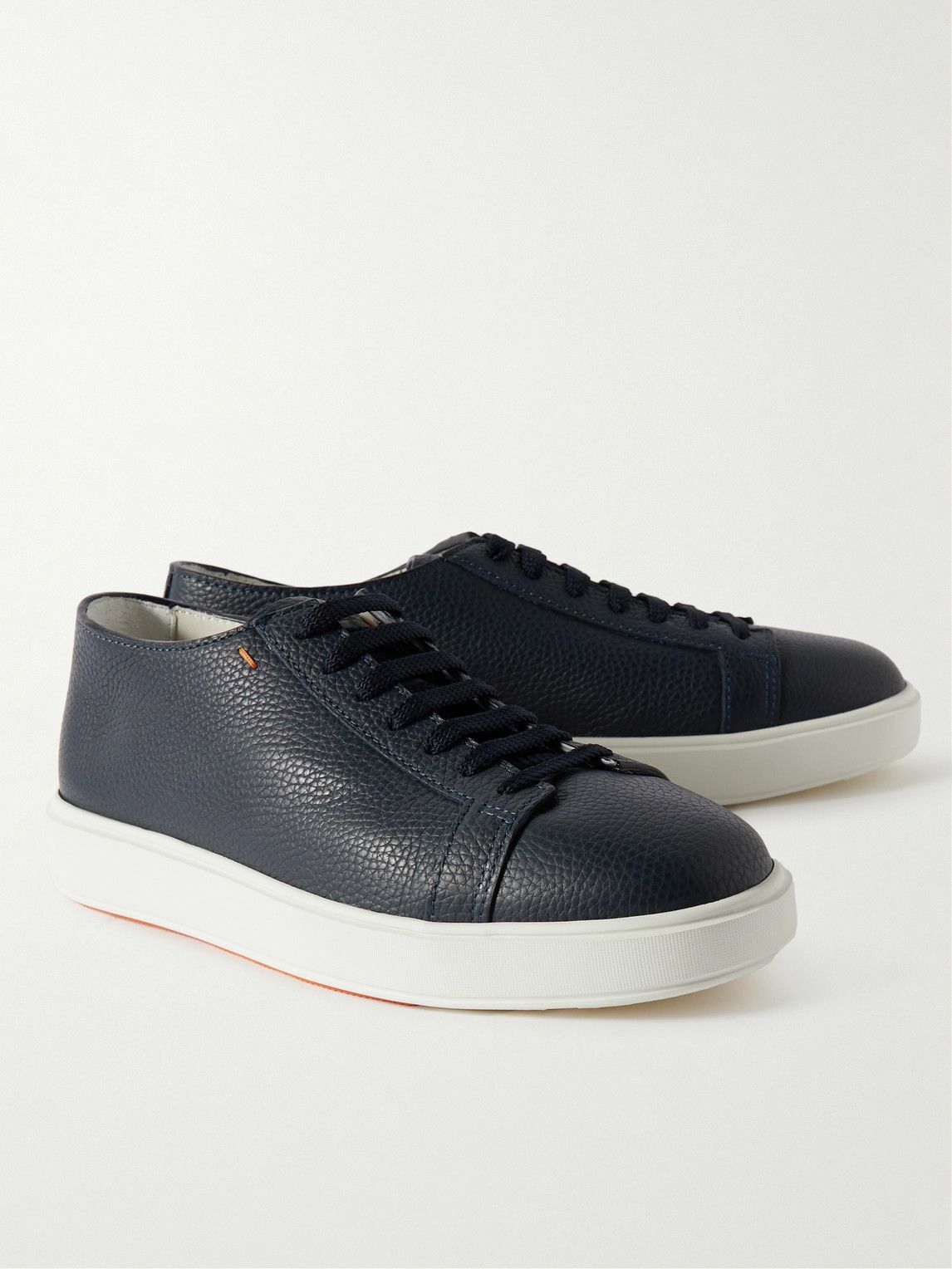 Santoni FullGrain Leather Sneakers Blue Santoni