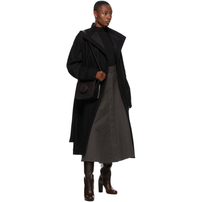 Lemaire Black Wool Wrapover Coat Lemaire