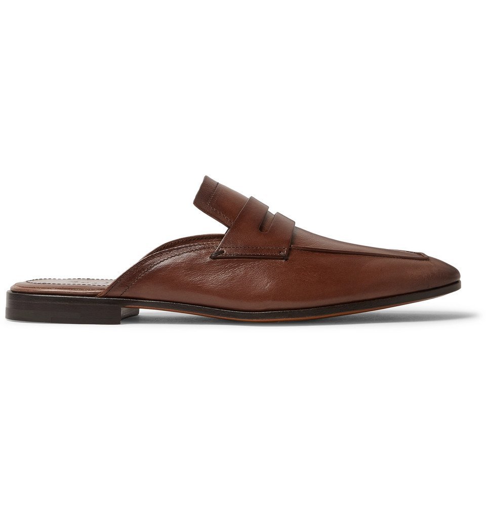 Berluti - Lorenzo Leather Backless Loafers - Men - Chocolate Berluti