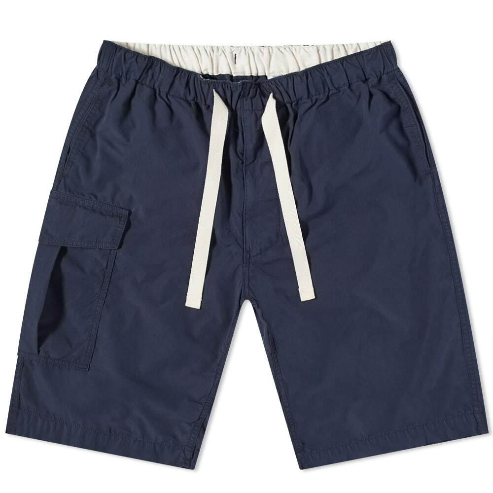 Nanamica Beige & Navy Palaka Check Easy Cargo Shorts Nanamica