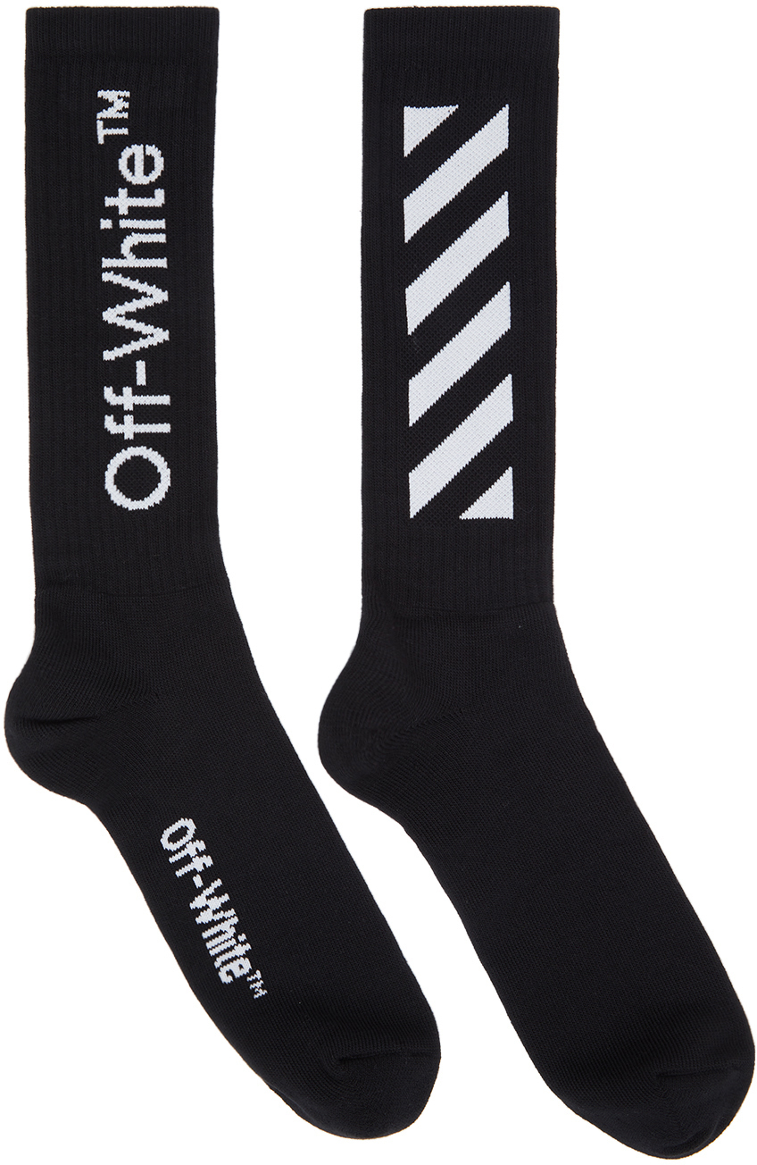 Off-White Black Diag Mid Socks Off-White