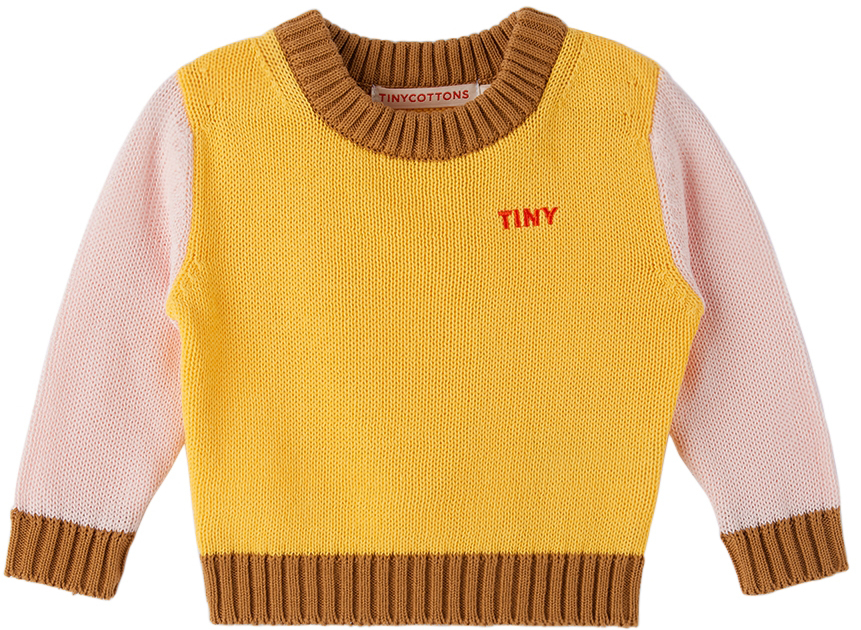 TINYCOTTONS Baby Yellow & Pink Colorblocked Sweater