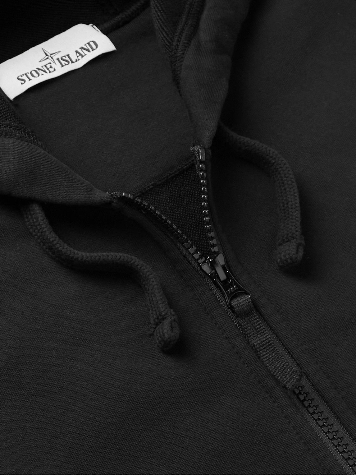 Stone Island - Logo-Appliquéd Cotton-Jersey Zip-Up Hoodie - Black