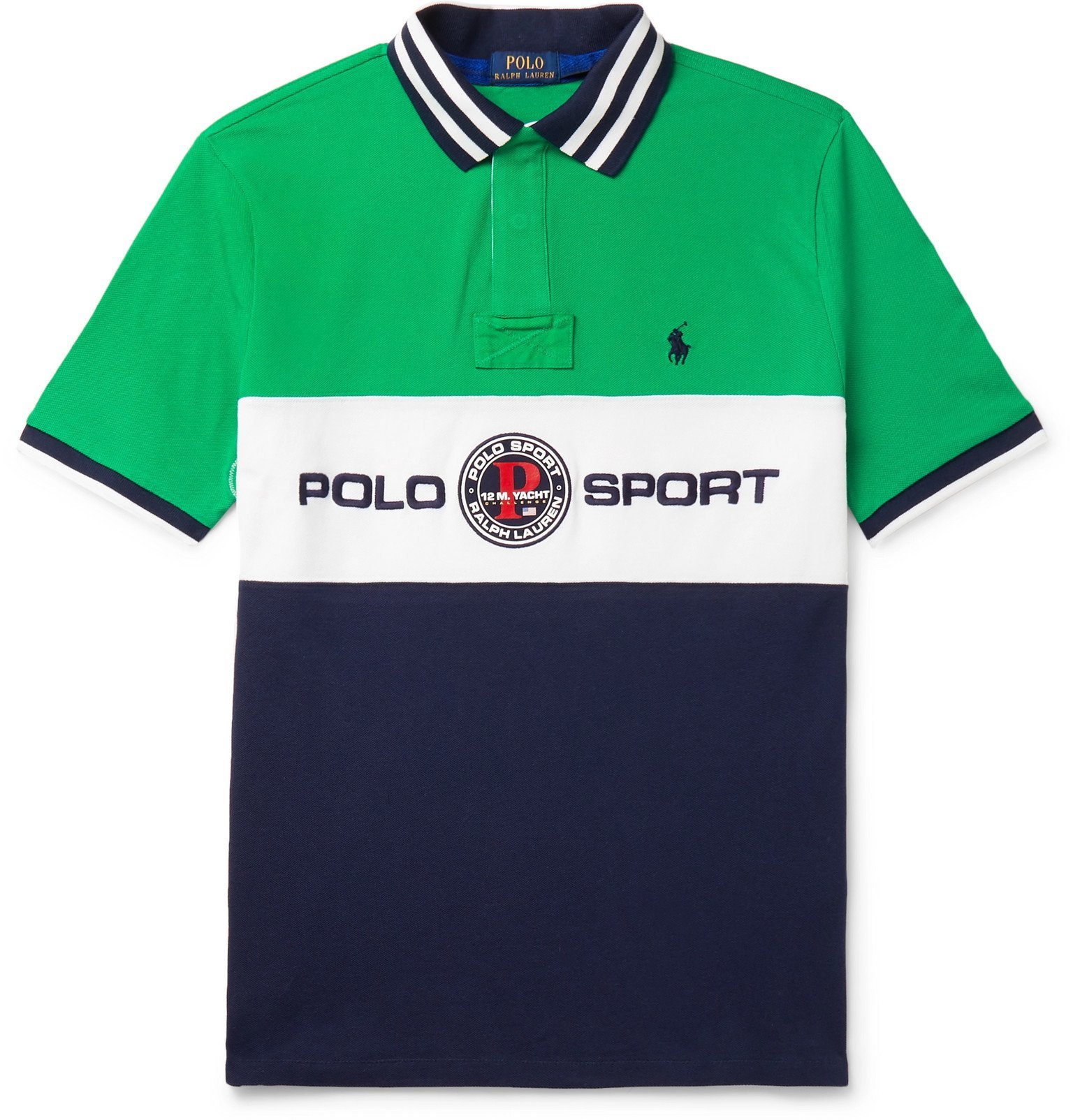 Polo Ralph Lauren - Logo-Embroidered Appliquéd Colour-Block Cotton ...