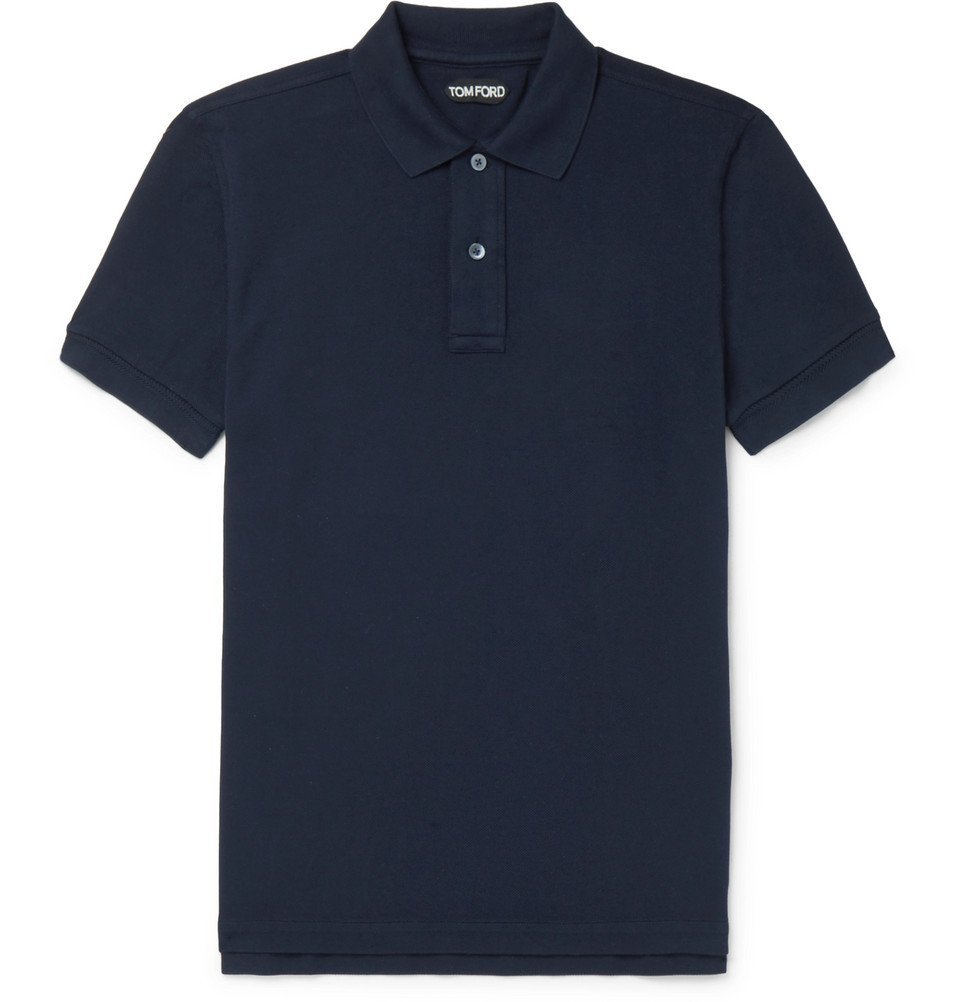 TOM FORD - Slim-Fit Garment-Dyed Cotton-Piqué Polo Shirt - Navy TOM FORD
