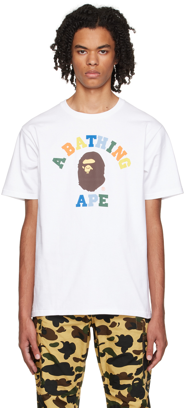 BAPE White Colors College T-Shirt A Bathing Ape