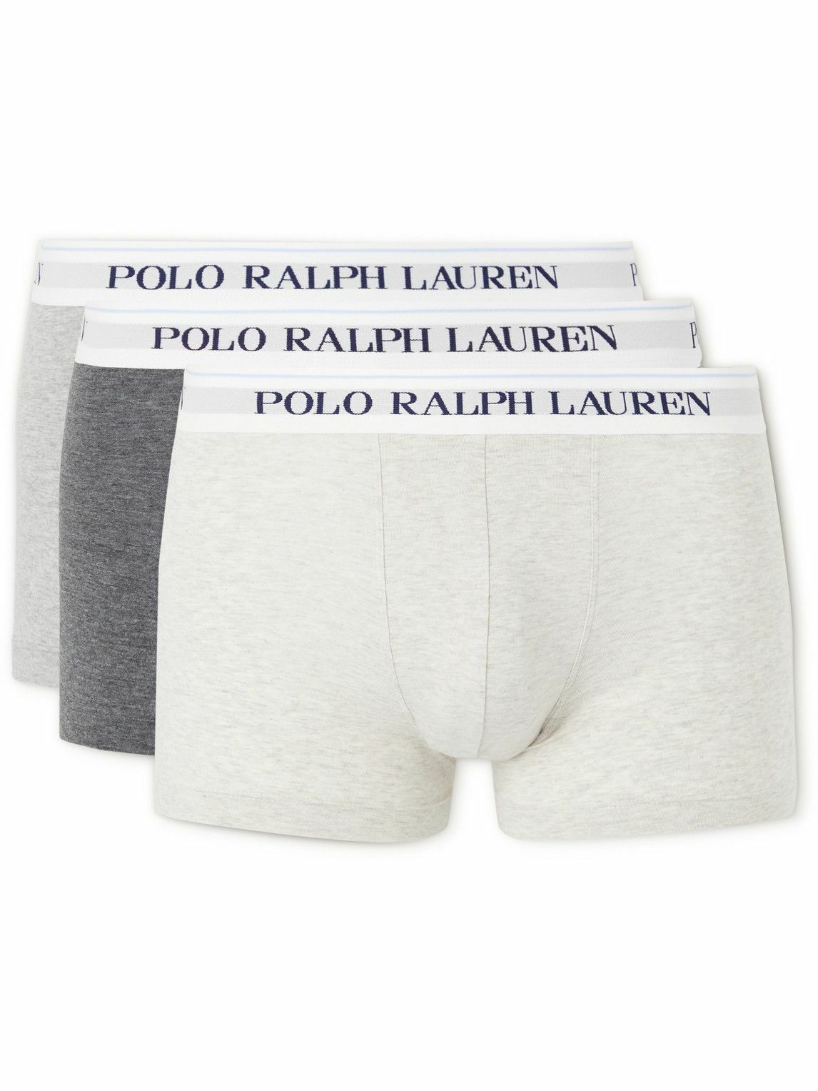 Photo: Polo Ralph Lauren - Three-Pack Stretch-Cotton Boxer Briefs - Gray