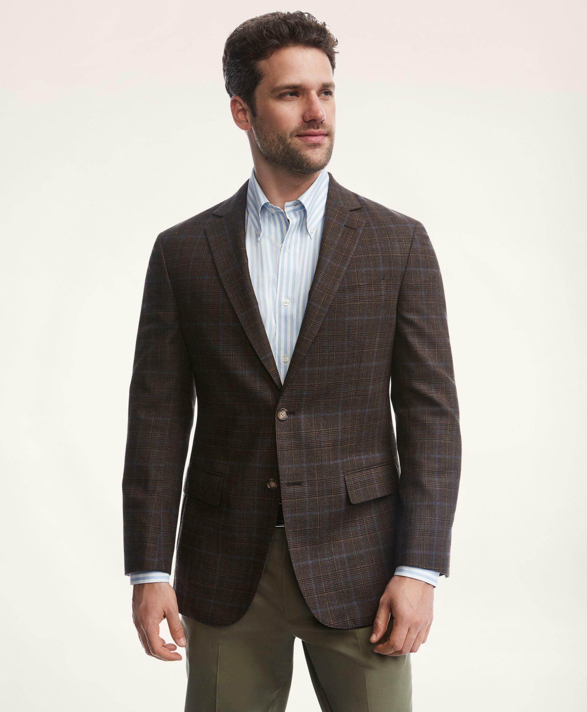 Brooks Brothers Men's Madison Relaxed Fit-Glen Plaid with Deco Wool Sport Coat | Brown