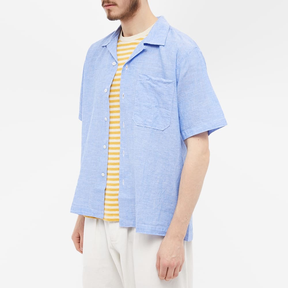 Universal Works Men's Linen Camp Shirt in Blue Universal Works