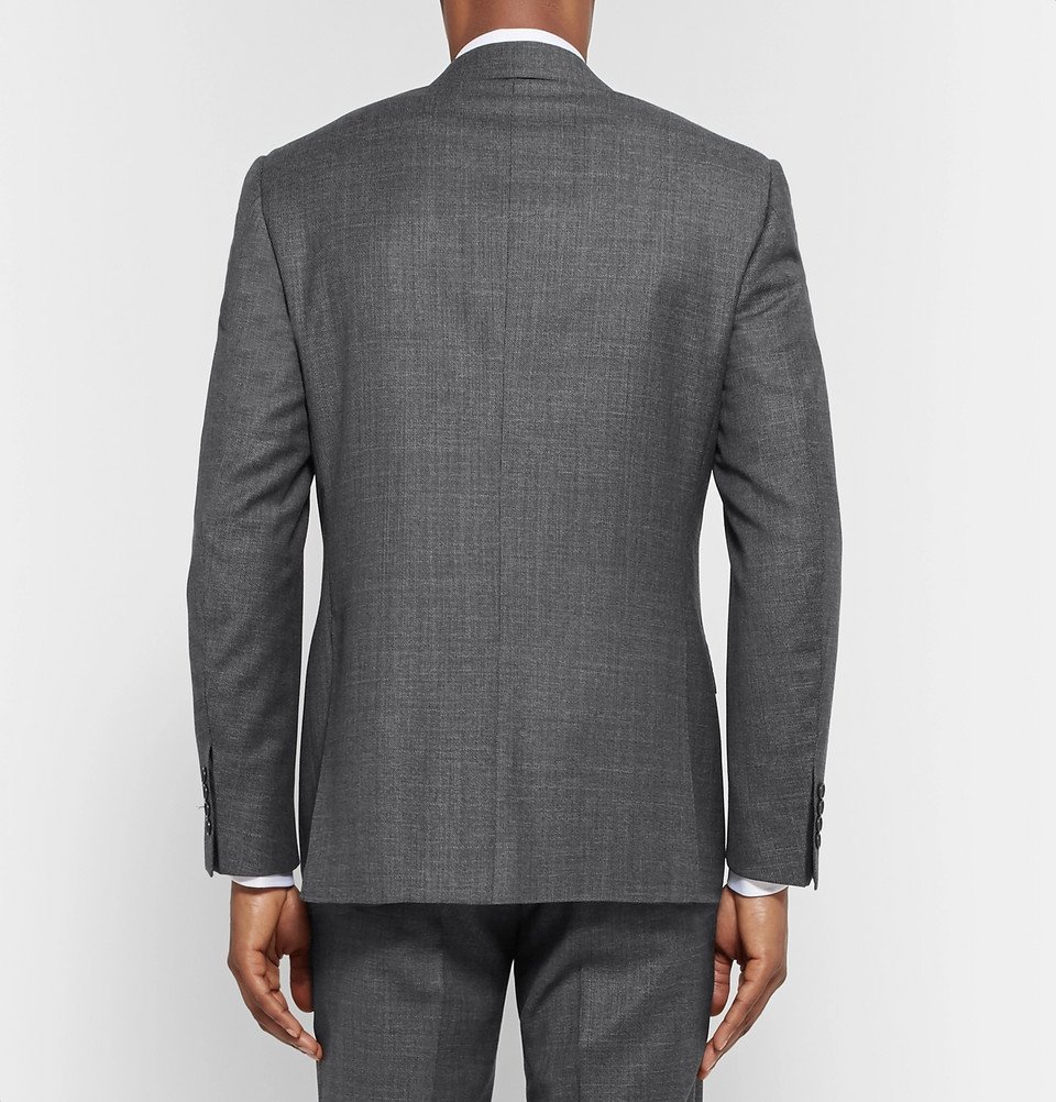 Canali - Dark-Grey Slim-Fit Mélange Wool-Sharkskin Suit Jacket - Men ...