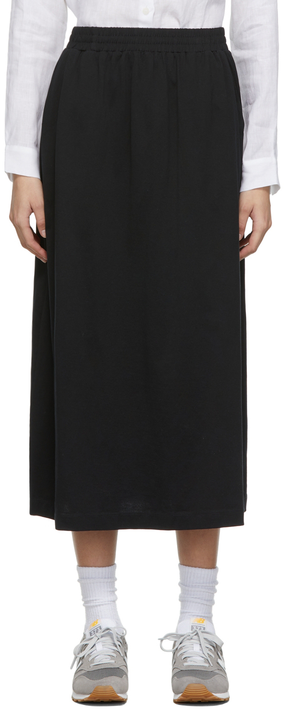 Sunspel Black Cotton Drawstring Skirt Sunspel